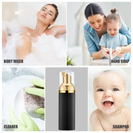 Lil Ray 2 Oz Empty Black Foam Pump Bottle, Foamer Soap Dispenser for Lash Shampoo, Hand Soap, Foaming Cleaner(Gold Pump, 12 PCS)