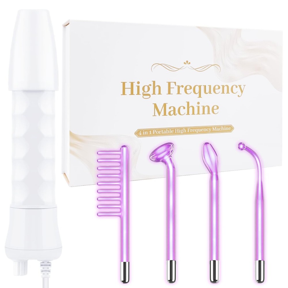 High Frequency Facial Wand - Uaike 4 in 1 Violet Portable Handheld High Frequency Facial Machine - at Home Face Skin Wand Device with 4 Pcs Purple Glass Tubes High Frequency Facial Wand - Uaike 4 in 1 Violet Portable Handheld High Frequency Facial Machine - at Home Face Skin Wand Device with 4 Pcs Purple Glass Tubes