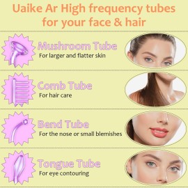 High Frequency Facial Wand - Uaike 4 in 1 Violet Portable Handheld High Frequency Facial Machine - at Home Face Skin Wand Device with 4 Pcs Purple Glass Tubes High Frequency Facial Wand - Uaike 4 in 1 Violet Portable Handheld High Frequency Facial Machine - at Home Face Skin Wand Device with 4 Pcs Purple Glass Tubes
