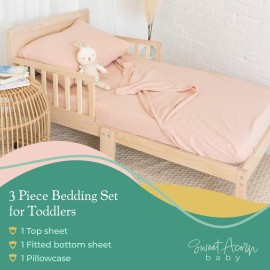 Sweet Acorn 3 Piece Toddler Bedding Sets - Organic Cotton Jersey Knit - Fits Convertible Cribs and Mattresses - 9 x 28 x 52 - Juniper Green