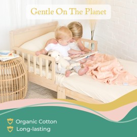 Sweet Acorn 3 Piece Toddler Bedding Sets - Organic Cotton Jersey Knit - Fits Convertible Cribs and Mattresses - 9 x 28 x 52 - Fog Grey