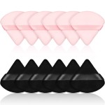 Maitys 12 Pieces Powder Puff Triangle Face Makeup Cosmetic for Loose Powder Soft Body Washable Reusable Foundation Sponge Mineral Wet Dry Makeup Tool for Women(Small,Black, Pink)