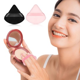 Maitys 12 Pieces Powder Puff Triangle Face Makeup Cosmetic for Loose Powder Soft Body Washable Reusable Foundation Sponge Mineral Wet Dry Makeup Tool for Women(Small,Black, Pink)