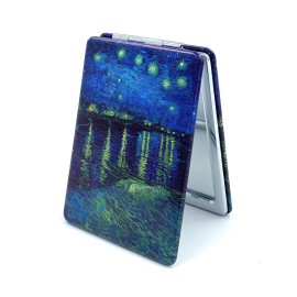 Aeisage Handheld Compact Mirror - Mini Makeup Mirror for Men & Women, Pocket Size, Art Prints Starry Night, Diameter 2.75inch x 0.4inch Thickness