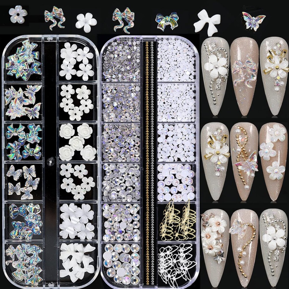 3D Acrylic Butterfly White Flowers Bear Cute Nail Charms Mixed Starry AB Crystal Rhinestones Multi Sizes Gems Stones for Nail Art DIY Jewelry Accessories Crafting 3D Acrylic Butterfly White Flowers Bear Cute Nail Charms Mixed Starry AB Crystal Rhinestones Multi Sizes Gems Stones for Nail Art DIY Jewelry Accessories Crafting