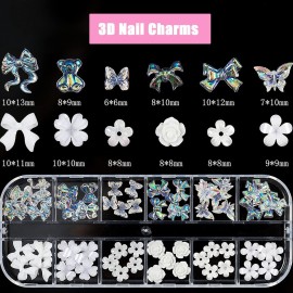 3D Acrylic Butterfly White Flowers Bear Cute Nail Charms Mixed Starry AB Crystal Rhinestones Multi Sizes Gems Stones for Nail Art DIY Jewelry Accessories Crafting 3D Acrylic Butterfly White Flowers Bear Cute Nail Charms Mixed Starry AB Crystal Rhinestones Multi Sizes Gems Stones for Nail Art DIY Jewelry Accessories Crafting