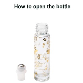JIUWU 10Pcs 1/3Oz Glass Roller Bottles 10ml Lucky Cat Glass Roll on Bottles with Stainless Steel Rollerball Funnel Pipette & Tool, Rollon Vials for Essential Oil Perfume, Matte Gold Cap