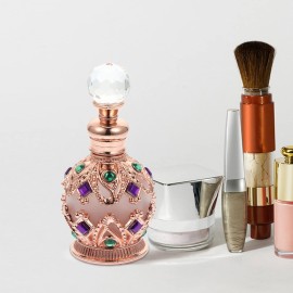 Beaupretty Rhinestone Perfume Bottle Refillable Essential Oils Storage Bottle Empty Vials Dubai Arabian Egyptian Style Travel Makeup Cosmetic Container 15ml
