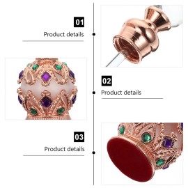 Beaupretty Rhinestone Perfume Bottle Refillable Essential Oils Storage Bottle Empty Vials Dubai Arabian Egyptian Style Travel Makeup Cosmetic Container 15ml