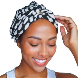GRACE & COMPANY Luxe Micro-Cotton Hair Towel Wrap for Women - Super Absorbent Quick Drying Towel for Curly, Long and Natural Hair - Casablanca