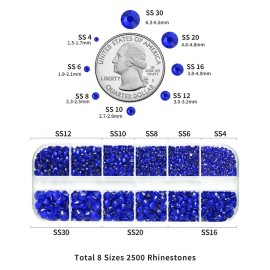 Beadsland Rhinestones for Makeup,8 Sizes 2500pcs Blue Flatback Rhinestones Face Gems for Nails Crafts with Tweezers and Wax Pencil,Sapphire,SS4-SS30 Beadsland Rhinestones for Makeup,8 Sizes 2500pcs Blue Flatback Rhinestones Face Gems for Nails Crafts with Tweezers and Wax Pencil,Sapphire,SS4-SS30