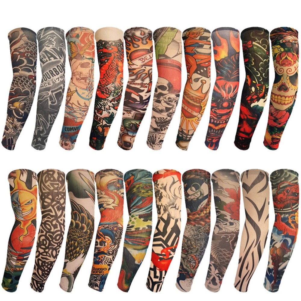 ChurlChurl 20 Pieces Tattoo Sleeves for Men and Women, Temporary Tattoo Arm Sunscreen Sleeves for Men Teens Kids Slip on Tattoo Arm Sleeves Kit ChurlChurl 20 Pieces Tattoo Sleeves for Men and Women, Temporary Tattoo Arm Sunscreen Sleeves for Men Teens Kids Slip on Tattoo Arm Sleeves Kit