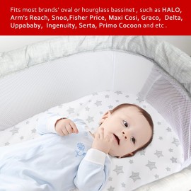 Bassinet Sheet 2 Pack, 33 X 17 Flexible for Different Cradle and Bassinet Mattress, Soft Breathable Universal Sheet for Rectangle, Oval, Hourglass Bassinet Mattress, White&Pink