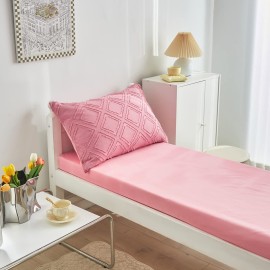 4 Pieces Tufted Toddler Bedding Set Solid Pink Jacquard Tufts, Soft and Embroidery Shabby Chic Boho Bohemian Design for Baby Girls, Includes Comforter, Flat Sheet, Fitted Sheet and Pillowcase