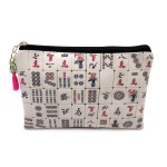 XDMXY Cute Small Cosmetic Bag Mini Makeup Bag for Women and Girls,PU Leather Small Travel Toiletry Bag Accessories Organizer with Zipper Tassel (Mahjong)