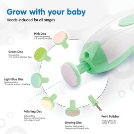 Elepho eTrim Baby Nail Trimmer File for Newborn, Infants and Children. Manicure Set with Replacement Heads with Case for On-The-Go Use. Built-in LED Light for Easy Use. A Perfect