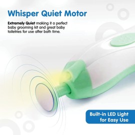 Elepho eTrim Baby Nail Trimmer File for Newborn, Infants and Children. Manicure Set with Replacement Heads with Case for On-The-Go Use. Built-in LED Light for Easy Use. A Perfect