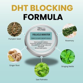 TRU BALANCE Follicle Booster Hair Growth Balm - Bald Spot & Hair Loss Treatments, Nourishes the Scalp & Dht Blocker - Hair Regrowth Salve For All Hair Types