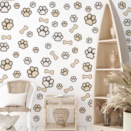 127 Glow in The Dark Dog Paw Stickers Luminous Removable Vinyl Wall Decals for Kids Nursery Bedroom(Green Light)