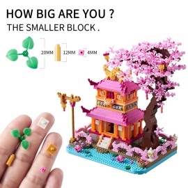 DOLBLOCK Sakura Tree House Micro Building Blocks Set for Women\'s Adult, Japanese Cherry Blossom Treehouse Ideal Gift for Girls Ages of 14+ and Lover - Challenging, Creative, Collector\'s Item