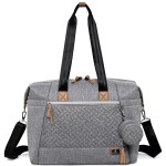Dikaslon Diaper Bag Tote, Large Travel diaper tote for Mom and Dad, Multifunction baby tote bag for Boys and Girls with Pacifier Case and Changing Pad, Grey