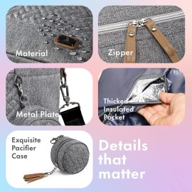 Dikaslon Diaper Bag Tote, Large Travel diaper tote for Mom and Dad, Multifunction baby tote bag for Boys and Girls with Pacifier Case and Changing Pad, Grey