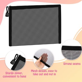 Outus 15 Pieces Mesh Bags Mesh Zipper Pouch Makeup Bags Cosmetic Travel Organizer Pouch Pencil Case(9.84x7.09, 7.87x3.94, 5x3.94 Inches,Black)