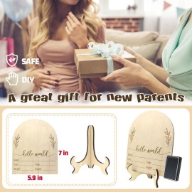 Mayyi Newborn Birth Announcement Sign,Personalized Baby AnnouncementCustom Engraved Wooden Baby Name SignNewborn Photo Props, Hello World Newborn Announcement for Hospital (BAS 01)