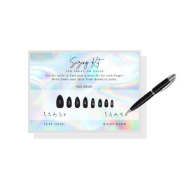 Press On Nail Sizing Card | 30 Pack | 5x7 inch Large Postcard |Press-On Nail Supplies | For DIY Press-On Nail Kit | Sizing Guide for Press-On Nails | Holographic Design