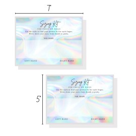 Press On Nail Sizing Card | 30 Pack | 5x7 inch Large Postcard |Press-On Nail Supplies | For DIY Press-On Nail Kit | Sizing Guide for Press-On Nails | Holographic Design
