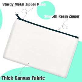 ZeeDix 8 Pack 8.3 x 5 inches Blank DIY Craft Bag - White Canvas Zipper Pouch Bags Multipurpose Cosmetic Bag Makeup Pouch with Zipper, Travel Toiletry Bag for Storage ZeeDix 8 Pack 8.3 x 5 inches Blank DIY Craft Bag - White Canvas Zipper Pouch Bags Multipurpose Cosmetic Bag Makeup Pouch with Zipper, Travel Toiletry Bag for Storage