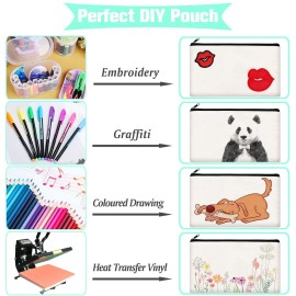 ZeeDix 8 Pack 8.3 x 5 inches Blank DIY Craft Bag - White Canvas Zipper Pouch Bags Multipurpose Cosmetic Bag Makeup Pouch with Zipper, Travel Toiletry Bag for Storage ZeeDix 8 Pack 8.3 x 5 inches Blank DIY Craft Bag - White Canvas Zipper Pouch Bags Multipurpose Cosmetic Bag Makeup Pouch with Zipper, Travel Toiletry Bag for Storage