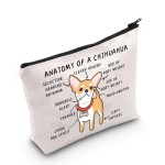 G2TUP Chihuahua Lover Gift Anatomy Of A Chihuahua Makeup Bag Chihuahua Mom Cosmetics Bag Chihuahua Owner Gift Dog Pet Lover Gift Zipper Travel Pouch (Anatomy Of A Chihuahua White Bag)