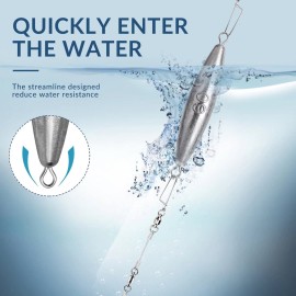 THKFISH Fishing Weights 10PCS Inline Trolling Sinkers Weights Kit Double Ring Sinkers Tor-Pedo Sinkers Saltwater Freshwater 1oz(30g)-10PCS