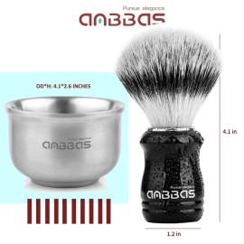 Anbbas Synthetic Badger Hair Shaving Brush,Stainless Steel Shaving Soap Bowl and Higher Brush Holder Stand Set for Men Wet Shave