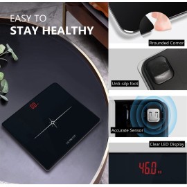 NUTRI FIT Digital Scale for Body Weight, Precision Bathroom Weighing Scale Step-On Technology High Capacity - 330 lb, LED Display with High Precision Measurements, Black