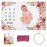 Yokakio Baby Monthly Milestone Blanket Girl, Milestone Blanket for Baby Girl, Track Growth and Age, Newborn Shower Gifts for Mom, Includes Floral Wreath & Pink Bow Headband, 60 X 40
