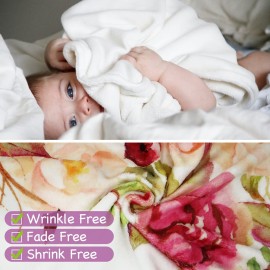 Yokakio Baby Monthly Milestone Blanket Girl, Milestone Blanket for Baby Girl, Track Growth and Age, Newborn Shower Gifts for Mom, Includes Floral Wreath & Pink Bow Headband, 60 X 40