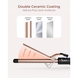 3/4 Inch Extra Long Barrel Curling Iron, Ceramic Tourmaline Curling Wand Professional Dual Voltage