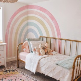 Colorful Rainbow Wall Sticker Stickers,for Baby Kids Girls Bedroom Art,Peel and Stick Large Fabric Watercolor Rainbow Wall Mural Stickers,94.49x82.68