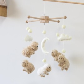 Goukurlsma Sheep Crib Mobile Neutral Baby Mobile for Crib Sheep Baby Crib Mobile for Girls Boys Boho Nursery Baby Mobile for Bassinet