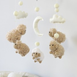 Goukurlsma Sheep Crib Mobile Neutral Baby Mobile for Crib Sheep Baby Crib Mobile for Girls Boys Boho Nursery Baby Mobile for Bassinet