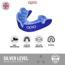 OPRO Silver Level Adult and Youth Sports Mouthguard with Case, Gum Shield Featuring Revolutionary Fitting Technology for Hockey, Lacrosse, Rugby, MMA, Boxing and Combat Sports (Clear/Clear)