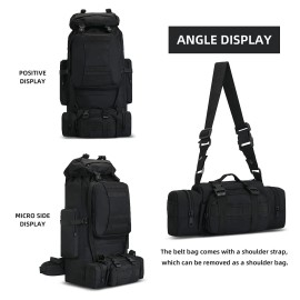 HongXingHai 100L Camping Hiking Backpack,Molle military Tactical rucksack backpack,Waterproof Lightweight Hiking Backpack (Black)
