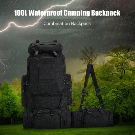 HongXingHai 100L Camping Hiking Backpack,Molle military Tactical rucksack backpack,Waterproof Lightweight Hiking Backpack (Black)
