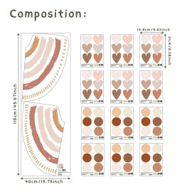 funlife Large Boho Rainbow Wall Decals Peel and Stick, Self Adhesive Boho Polka Dot Wall Decal Hearts Wall Sticker for Girls Bedroom Decor, Kids Nursery Room