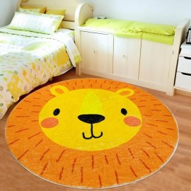Lacomfy Kids Play Rug Mat 4Ft Round Lion Animal Carpet for Children Boys Girls Circle Baby Nursery Jungle Animal Crawling Mat Cartoon Floor Carpet for Kids Bedroom Playroom