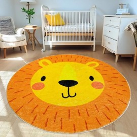 Lacomfy Kids Play Rug Mat 4Ft Round Lion Animal Carpet for Children Boys Girls Circle Baby Nursery Jungle Animal Crawling Mat Cartoon Floor Carpet for Kids Bedroom Playroom