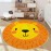 Lacomfy Kids Play Rug Mat 4Ft Round Lion Animal Carpet for Children Boys Girls Circle Baby Nursery Jungle Animal Crawling Mat Cartoon Floor Carpet for Kids Bedroom Playroom