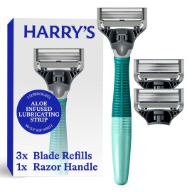 Harry\'s Original Shaving Kit for Men - Razor Handle and 3 Razor Blade Refill Cartridges - German Engineered - Sage